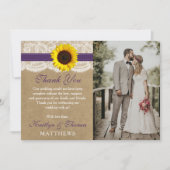 Het rustieke Kraft Zonnebloem Bruiloft Collectie Bedankkaart (Voorkant)