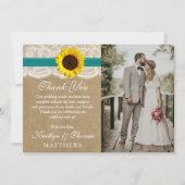 Het rustieke Kraft Zonnebloem Bruiloft Collectie Bedankkaart (Voorkant)