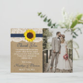 Het rustieke Kraft Zonnebloem Bruiloft Collectie Bedankkaart (Staand voorkant)