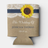 Het rustieke Kraft Zonnebloem Bruiloft Collectie Blikjeskoeler (Achterkant)