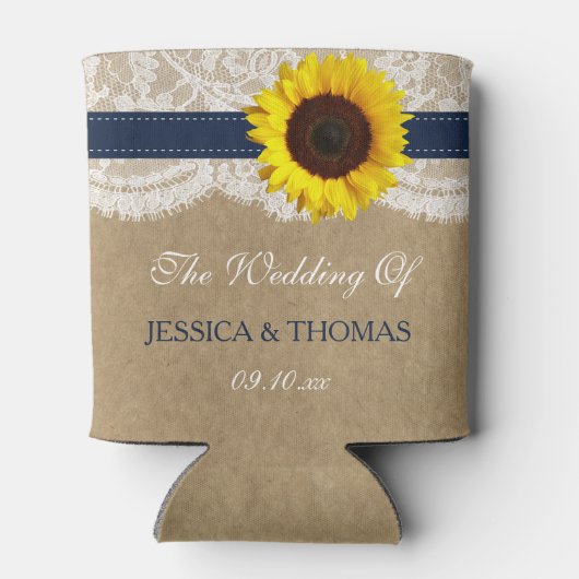 Het rustieke Kraft Zonnebloem Bruiloft Collectie Blikjeskoeler (Achterkant)