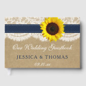 Het rustieke Kraft Zonnebloem Bruiloft Collectie Gastenboek (Voorkant)