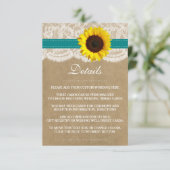 Het rustieke Kraft Zonnebloem Bruiloft Collectie Informatiekaartje (Staand voorkant)