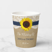 Het rustieke Kraft Zonnebloem Bruiloft Collectie Papieren Bekers (Voorkant)