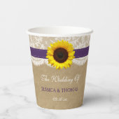 Het rustieke Kraft Zonnebloem Bruiloft Collectie Papieren Bekers (Achterkant)