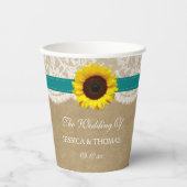 Het rustieke Kraft Zonnebloem Bruiloft Collectie Papieren Bekers (Voorkant)