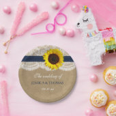 Het rustieke Kraft Zonnebloem Bruiloft Collectie Papieren Bordje (Feest)