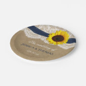 Het rustieke Kraft Zonnebloem Bruiloft Collectie Papieren Bordje (Gekanteld)
