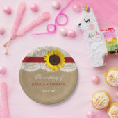 Het rustieke Kraft Zonnebloem Bruiloft Collectie Papieren Bordje (Feest)