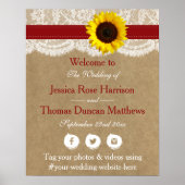 Het rustieke Kraft Zonnebloem Bruiloft Collectie Poster (Voorkant)