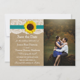 Het rustieke Kraft Zonnebloem Bruiloft Collectie Save The Date