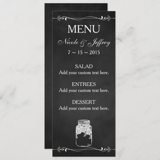 Het rustieke Menu van het Huwelijk van de Douane (Voorkant / Achterkant)