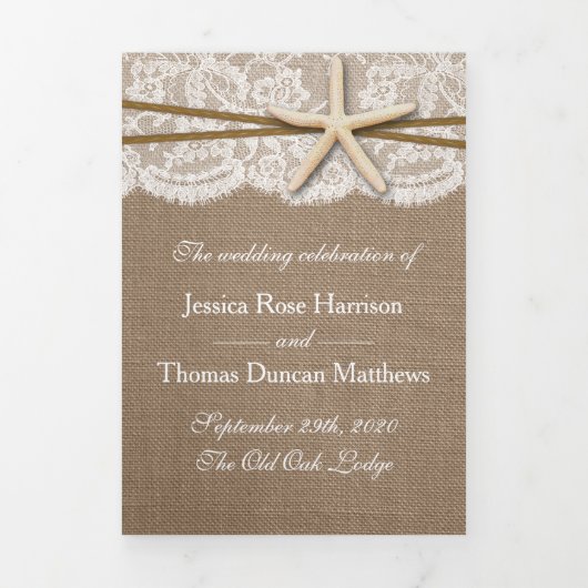 Het rustieke Starfish bruiloft Collectie Drieluik Programma (Cover)