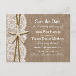 Het rustieke Starfish Collectie bewaart de datum Aankondigingskaart