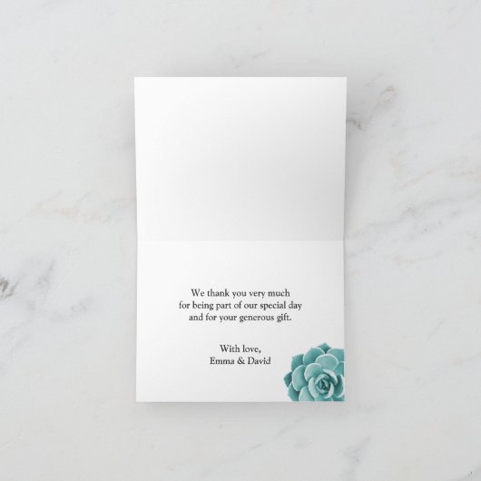 Het rustieke Succulente Bloemen Elegante Huwelijk Bedankkaart (Binnen)