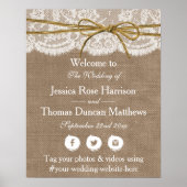 Het rustieke Twine Bow bruiloft Collectie Welkom Poster (Voorkant)