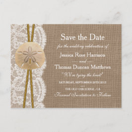 Het rustieke Zanddollar Collectie Save The Date Aankondigingskaart