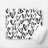 Het rustieke Zwarte Zwart-wit Patroon van Harten Muismat (Met muis)