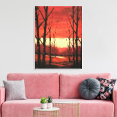 Het rustige Zonsondergang Landschap Schilderen Canvas Afdruk (Insitu (Woonkamer))