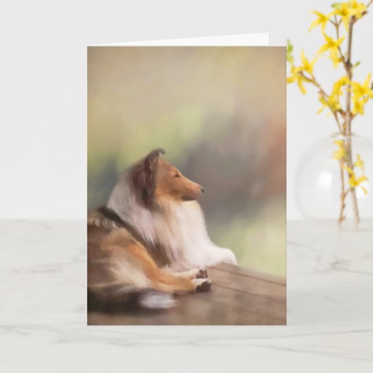 Het ruwe Wenskaart van de Collie Kaart (Gele Bloem)