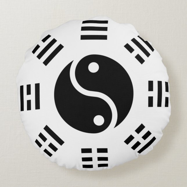 Het saldo: Ba Gua, acht trigrammen yin yang TCM Rond Kussen (Achterkant)