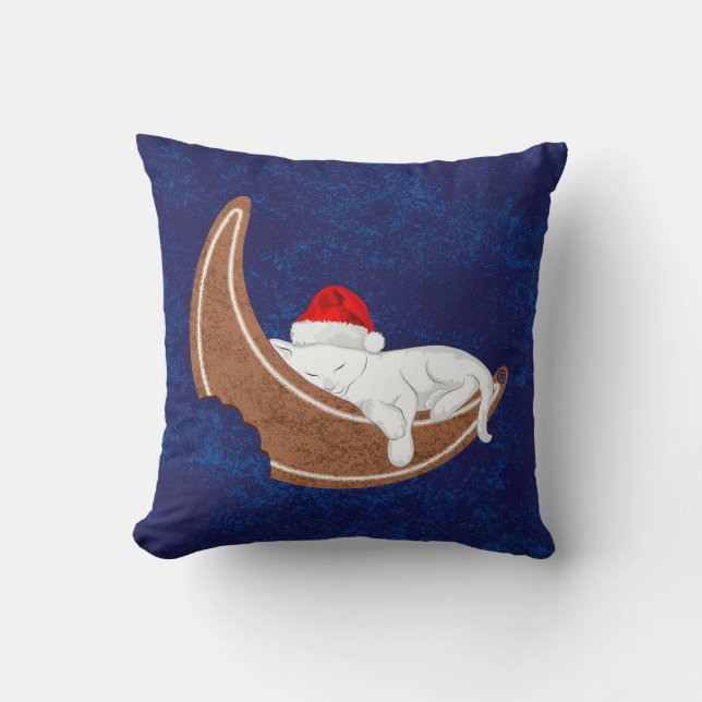 Het Santa Kat en de Gingerbread Moon Kussen (Voorkant)