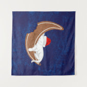 Het Santa Kat en de Gingerbread Moon Wandkleed (Voorkant (horizontaal))