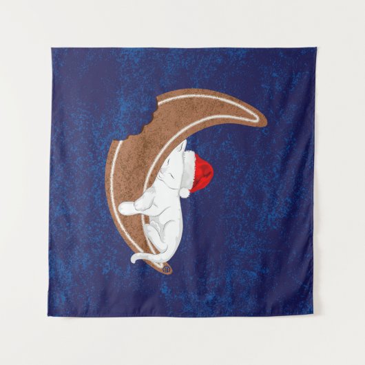 Het Santa Kat en de Gingerbread Moon Wandkleed (Voorkant (horizontaal))