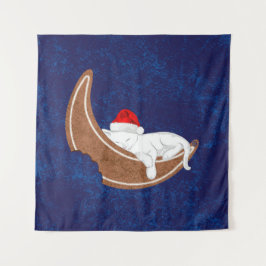 Het Santa Kat en de Gingerbread Moon Wandkleed