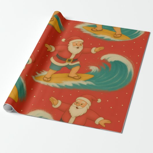 Het Santa Surf is op Cadeaupapier (Uitgerold)