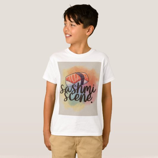 Het Sashimi Scene Waterverf T-shirt (Voorkant volledig)