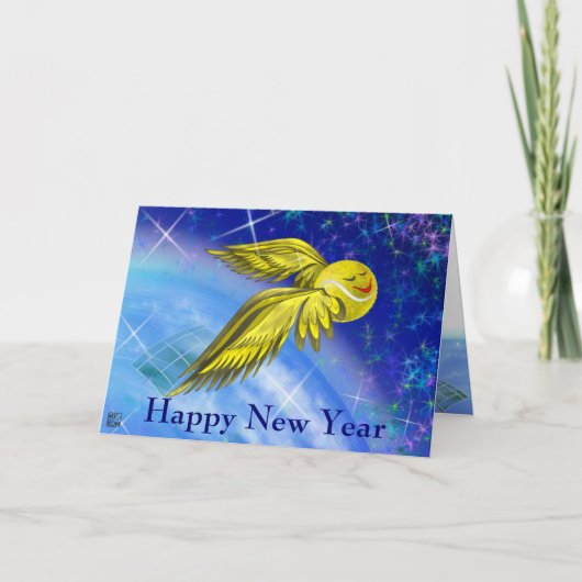 Het satelliet Gelukkige Nieuwjaar van het tennis Feestdagen Kaart (Voorkant)