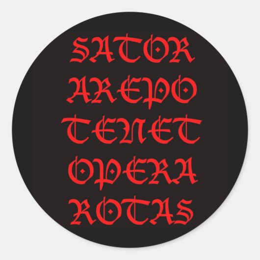 Het Sator Square (Lucida blackletter) Ronde Sticker (Voorkant)