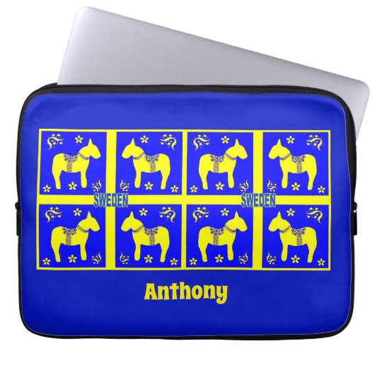 het scandinavische ontwerp , het zweedse paard , p laptop sleeve (Voorkant)