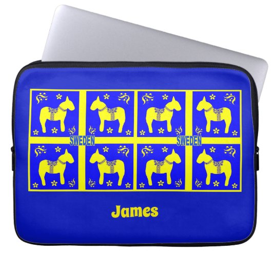 het scandinavische ontwerp , het zweedse paard , p laptop sleeve (Voorkant)