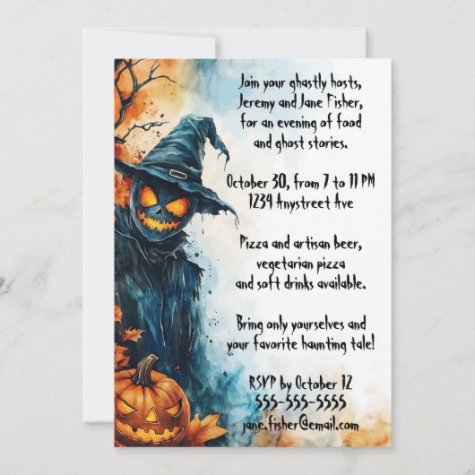 Het Scarecrow Halloween feest Kaart (Voorkant)