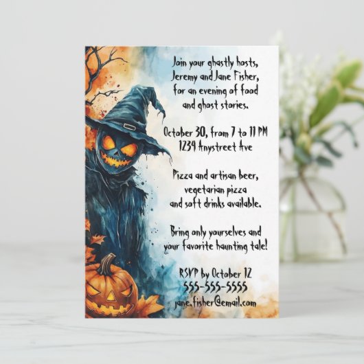 Het Scarecrow Halloween feest Kaart (Staand voorkant)