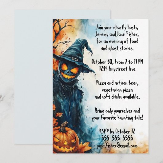 Het Scarecrow Halloween feest Kaart (Voorkant / Achterkant)