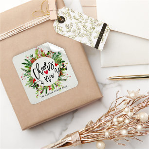 Het schaadt aan een Nieuw Jaar Holly van het Manus Vierkante Sticker