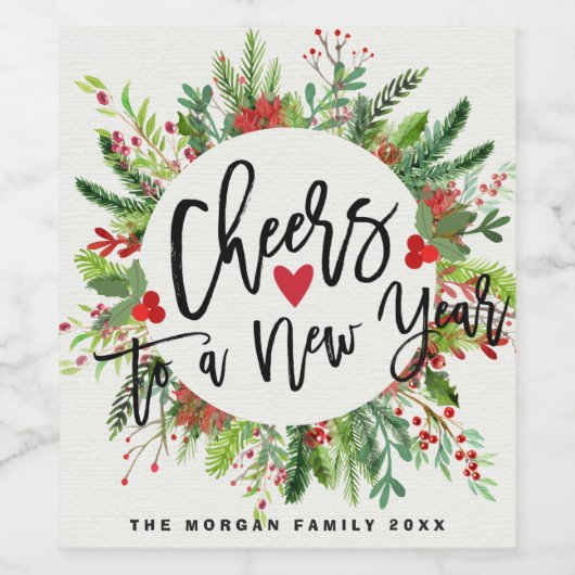 Het schaadt aan een Nieuw Jaar Holly van het Manus Wijn Etiket (Enkel label)