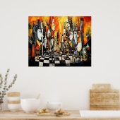 Het schaakspel 3 poster (Keuken)