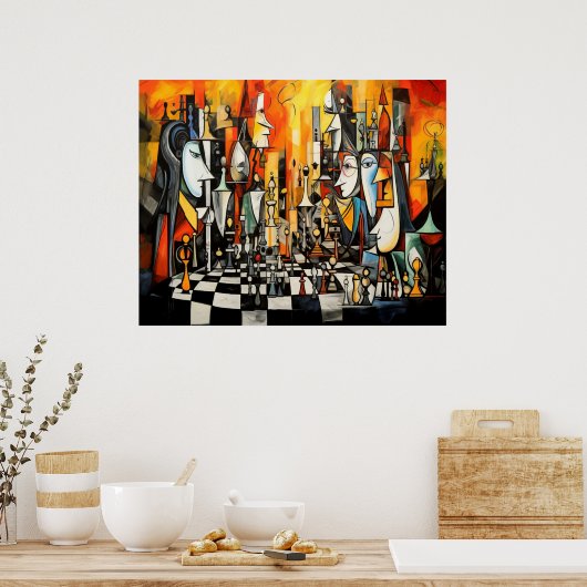 Het schaakspel 3 poster (Keuken)