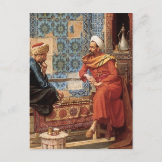 Het schaakspel in detail briefkaart (Voorkant)