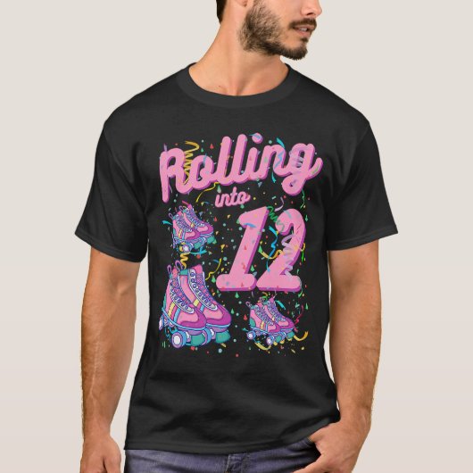 Het Schaats van de 12e verjaardag Roller 12 jaar O T-shirt (Voorkant)