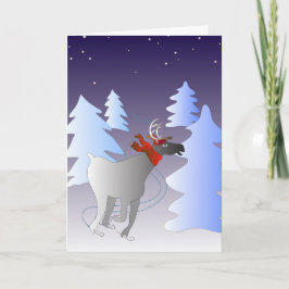 Het schaatsen de Kerstkaart van het Rendier Feestdagen Kaart
