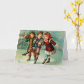 Het schaatsen het Wenskaart van het Trio Kaart (Gele Bloem)