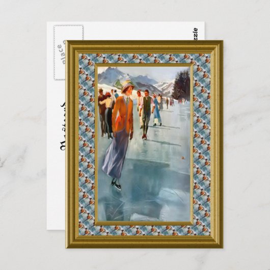 Het schaatsen op het meer briefkaart (Voorkant / Achterkant)