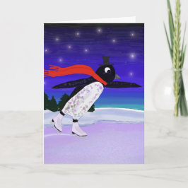 Het schaatsen Pinguïn Feestdagen Kaart