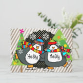 Het Schaatsen van de hulst heel de Vakantie van Feestdagenkaart (Staand voorkant)