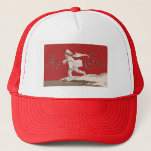 Het Schaatsen van de jongen Vintage Kerstmis Trucker Pet